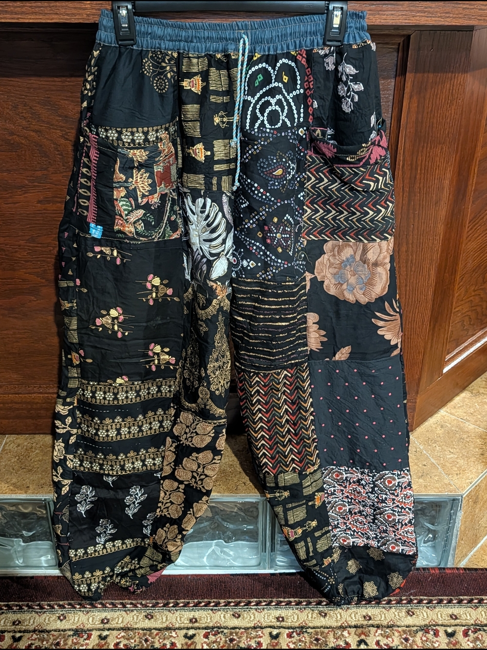 Patchwork Pants in Black nwot